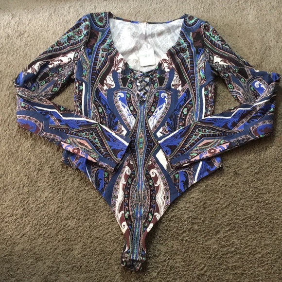 Free People Tops - NWT Intimately Free People Blue Combo Body Suit